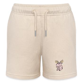 Moose family - Moose with baby - Kids Organic Sweat Shorts by Stanley/Stella - soft Ecru - Front
