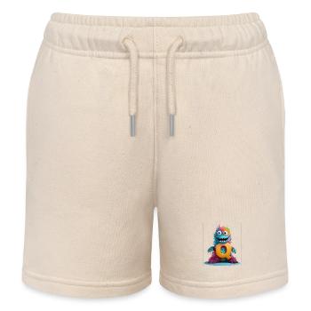 Monstre arc-en-ciel avec Q - Short de jogging enfant bio Stanley/Stella - écru doux - Devant