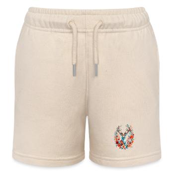 Hirsch mit Blumen - Kinder Organic Joggingshorts Mini Bolter von Stanley/Stella - Natur - Vorne