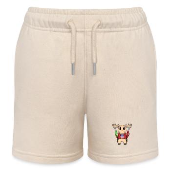 Gas Station Attendant Moose Gas Station - Kids Organic Sweat Shorts by Stanley/Stella - soft Ecru - Front
