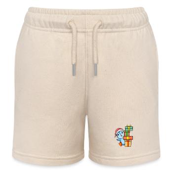 Pinguin mit Weihnachtsmütze und Weihnachtsgeschenk - Kinder Organic Joggingshorts Mini Bolter von Stanley/Stella - Natur - Vorne