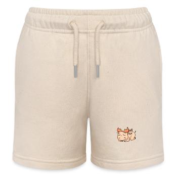 Moose Family - Moose with Baby - Kids Organic Sweat Shorts by Stanley/Stella - soft Ecru - Front