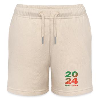 Né en 2024, combinaison en édition limitée - Short de jogging enfant bio Stanley/Stella - écru doux - Devant