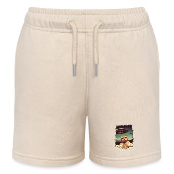 Lustiger ausgeschnittener Katzen-Selfie-UFO-3D-Effekt - Kinder Organic Joggingshorts Mini Bolter von Stanley/Stella - Natur - Vorne