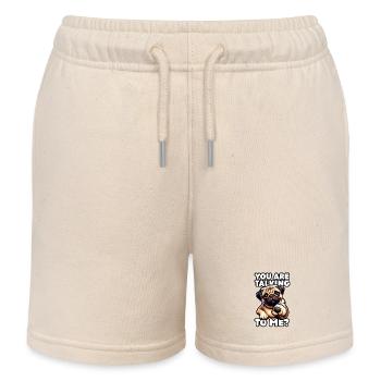 Niedlicher Mops – You Are Talking To Me? - Kinder Organic Joggingshorts Mini Bolter von Stanley/Stella - Natur - Vorne