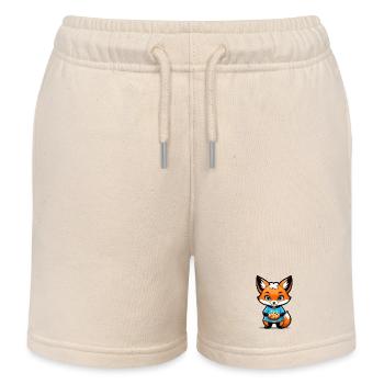 Fuchs mit Keks in den Pfoten - Kinder Organic Joggingshorts Mini Bolter von Stanley/Stella - Natur - Vorne