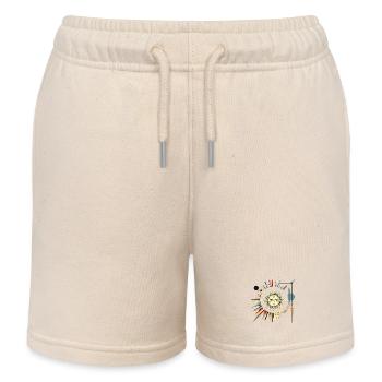 Sun Star Cosmos Ray Art - Kids Organic Sweat Shorts by Stanley/Stella - soft Ecru - Front