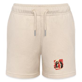 Combat de chats japonais - Short de jogging enfant bio Stanley/Stella - écru doux - Devant