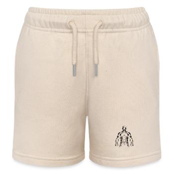 Boxer Boy Drawing - Kids Organic Sweat Shorts by Stanley/Stella - soft Ecru - Front