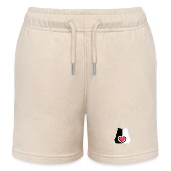Katzen Valentin Katze Herz Herzen Liebe - Kinder Organic Joggingshorts Mini Bolter von Stanley/Stella - Natur - Vorne