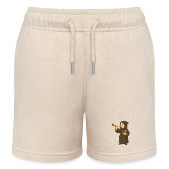 Monk playing darts - Kids Organic Sweat Shorts by Stanley/Stella - soft Ecru - Front