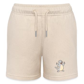 Cheerful seal - Kids Organic Sweat Shorts by Stanley/Stella - soft Ecru - Front