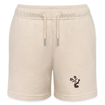 Cute panda looking out: Cartoon animal design - Kids Organic Sweat Shorts by Stanley/Stella - soft Ecru - Front