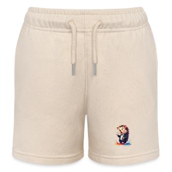 Business-Hedgehog mit Kaffeetasse - Kinder Organic Joggingshorts Mini Bolter von Stanley/Stella - Natur - Vorne