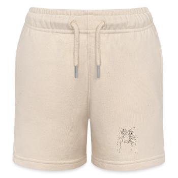 Cat with Daisies - Kids Organic Sweat Shorts by Stanley/Stella - soft Ecru - Front