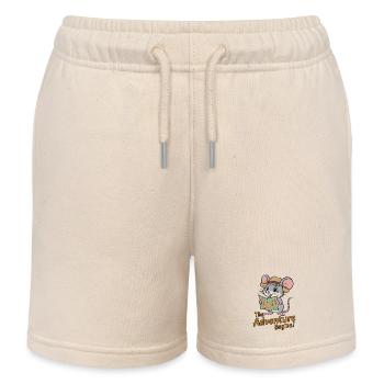Whimsical Mouse Explorer Design - Kids Organic Sweat Shorts by Stanley/Stella - soft Ecru - Front