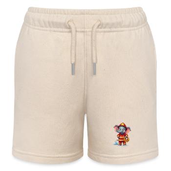 Firefighter elephant children's design - Kids Organic Sweat Shorts by Stanley/Stella - soft Ecru - Front