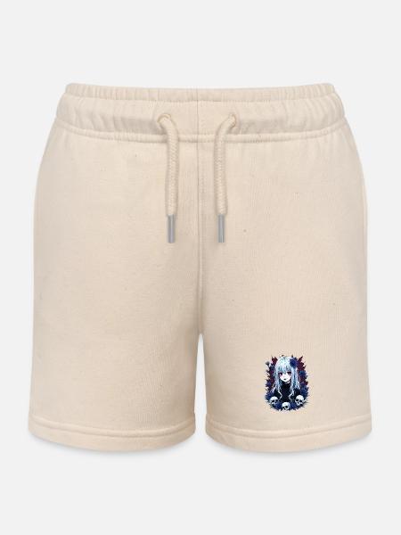 Mystische Gothic Anime Design mit Blaufloralen - Kinder Organic Joggingshorts Mini Bolter von Stanley/Stella - Natur
