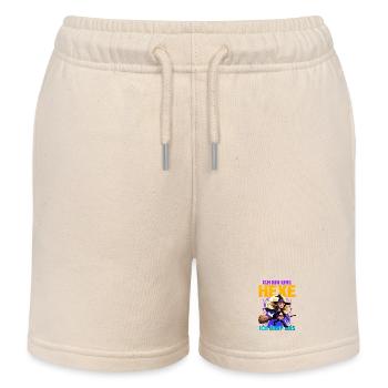 Hexenmädchen mit Zauberstab und Mond - Kinder Organic Joggingshorts Mini Bolter von Stanley/Stella - Natur - Vorne
