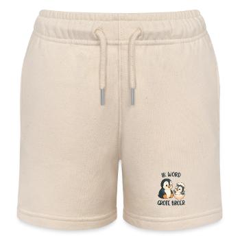 Big Brother, I'm going to be big brother, penguin - Kids Organic Sweat Shorts by Stanley/Stella - soft Ecru - Front