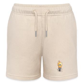Sad Light Bulb Cartoon - Kids Organic Sweat Shorts by Stanley/Stella - soft Ecru - Front