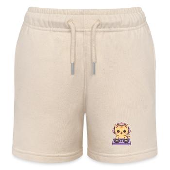 Katzen als DJ am Mischpult - Kinder Organic Joggingshorts Mini Bolter von Stanley/Stella - Natur - Vorne