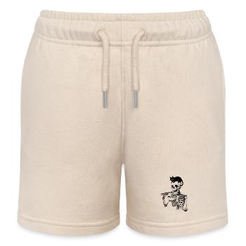 Ramen skeleton with cat on skull - Kids Organic Sweat Shorts by Stanley/Stella - soft Ecru - Front