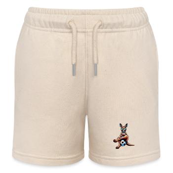 Cool kangaroo with sunglasses and soccer ball - Kids Organic Sweat Shorts by Stanley/Stella - soft Ecru - Front