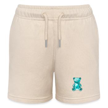 Ourson gommeux Turquoise - Short de jogging enfant bio Stanley/Stella - écru doux - Devant