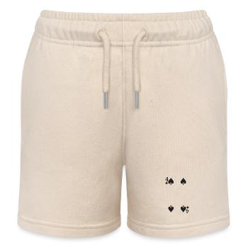 Four Spades Silhouette Pattern - Kids Organic Sweat Shorts by Stanley/Stella - soft Ecru - Front