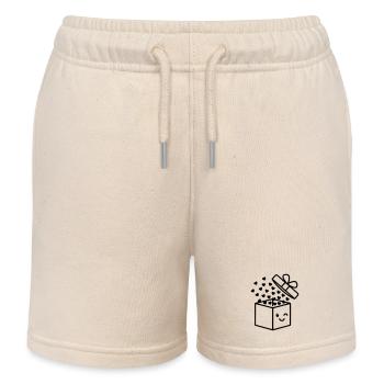 Geschenk voller Liebe | Süße Box mit Herzen - Kinder Organic Joggingshorts Mini Bolter von Stanley/Stella - Natur - Vorne