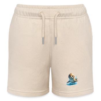 Happy Seal Splash Dance - Kids Organic Sweat Shorts by Stanley/Stella - soft Ecru - Front