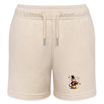 Katzenviolinist im Zylinder - Kinder Organic Joggingshorts Mini Bolter von Stanley/Stella - Natur - Vorne