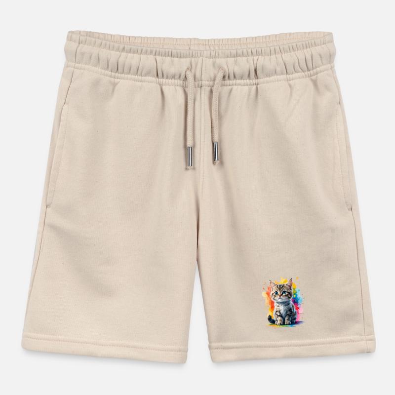 Explosion de couleurs de portrait de chat Short de jogging enfant bio Stanley/Stella