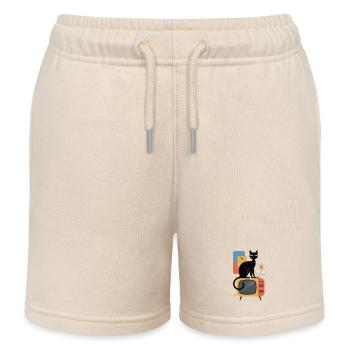 Retro Katze Vintage Fernseher 50er 60er Atomic age - Kinder Organic Joggingshorts Mini Bolter von Stanley/Stella - Natur - Vorne