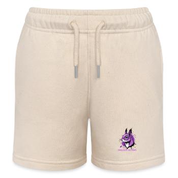 Purple Bunny Chaos Print - Kids Organic Sweat Shorts by Stanley/Stella - soft Ecru - Front