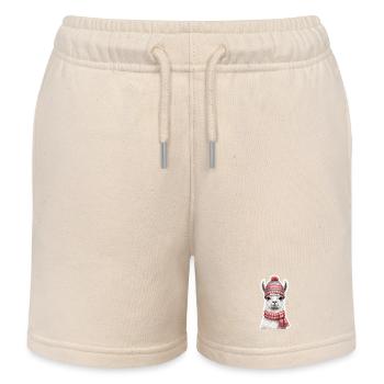Winterlama mit Strickmütze und Schal - Kinder Organic Joggingshorts Mini Bolter von Stanley/Stella - Natur - Vorne
