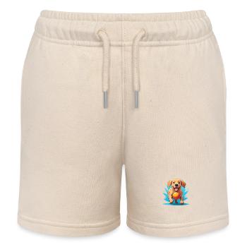 Fröhlicher Hund mit Ball Cartoon - Kinder Organic Joggingshorts Mini Bolter von Stanley/Stella - Natur - Vorne