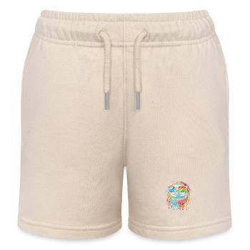 Sloth Sloth Art Lazy Sloth Fan - Kids Organic Sweat Shorts by Stanley/Stella - soft Ecru - Front