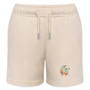 Sloth Sloth Art Lazy Sloth Fan - Kids Organic Sweat Shorts by Stanley/Stella - soft Ecru - Front