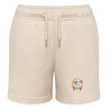 Sloth Sloth Art Lazy Sloth Fan - Kids Organic Sweat Shorts by Stanley/Stella - soft Ecru - Front