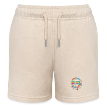 Sloth Sloth Art Lazy Sloth Fan - Kids Organic Sweat Shorts by Stanley/Stella - soft Ecru - Front