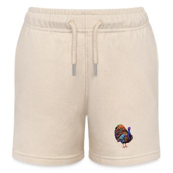 Turkey Chickens Bird Turkey - Kids Organic Sweat Shorts by Stanley/Stella - soft Ecru - Front