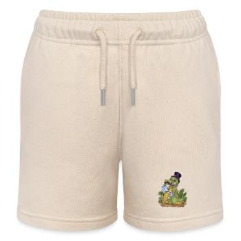 Witziger Tee Rex Wortwitz Hand gezeichnet Dino - Kinder Organic Joggingshorts Mini Bolter von Stanley/Stella - Natur - Vorne