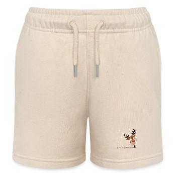Reindeer in Winter Magic, Low German X-Mas - Kids Organic Sweat Shorts by Stanley/Stella - soft Ecru - Front