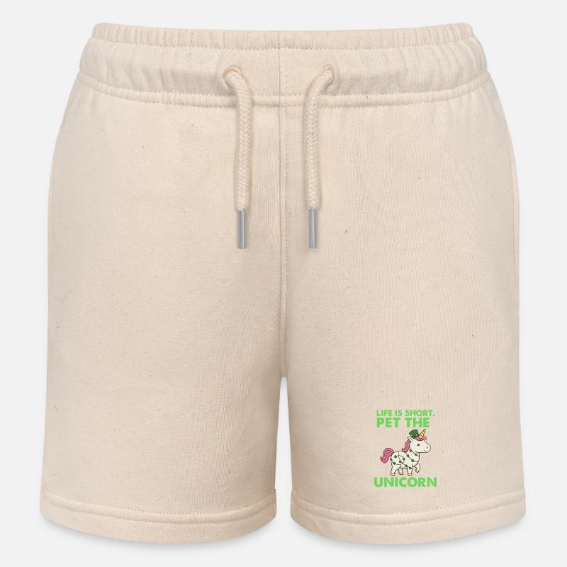 Vie courte – caresser la licorne - Short de jogging enfant bio Stanley/Stella - écru doux