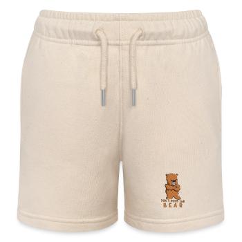Don't Poke Mama Papa Bear Graphic - Kids Organic Sweat Shorts by Stanley/Stella - soft Ecru - Front