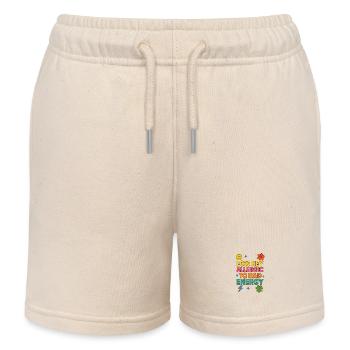 Low Key Allergic to Bad Energy, Positive Saying  - Kids Organic Sweat Shorts by Stanley/Stella - soft Ecru - Front