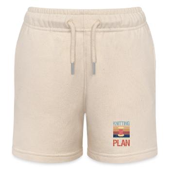 Knitting Is My Retirement Plan Retired Knitting - Kids Organic Sweat Shorts by Stanley/Stella - soft Ecru - Front