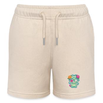 Crâne Floral - skull art - Short de jogging enfant bio Stanley/Stella - écru doux - Devant